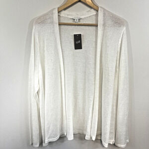 Nwt J. Jill Cardigan 2X White Linen Blend